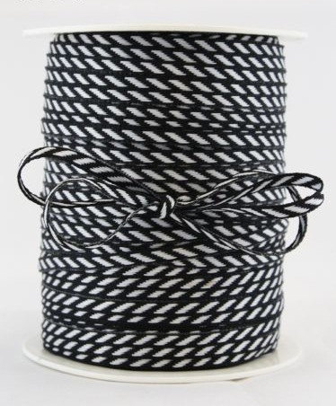 Ruban gros grain diagonal noir/blanc